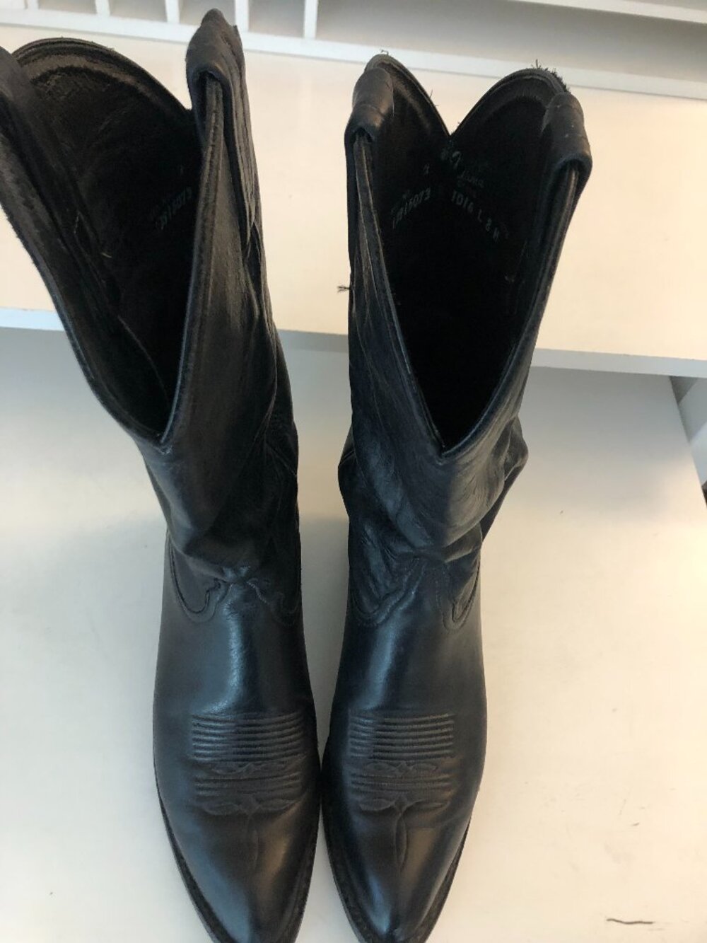 Tony Lama Black Leather Western Boots Women Size 8M